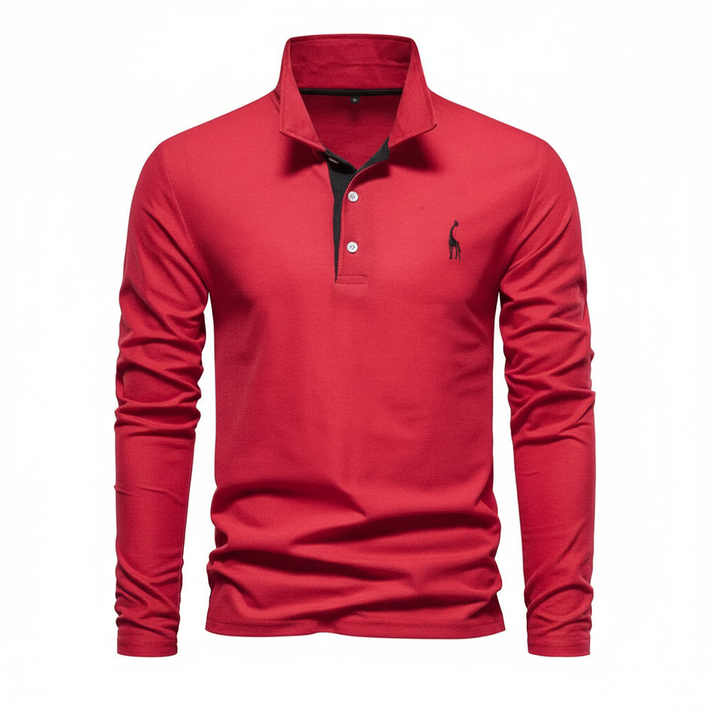 Emil | Herren Kontrast-Knopfleiste Langarm Polo-Shirt