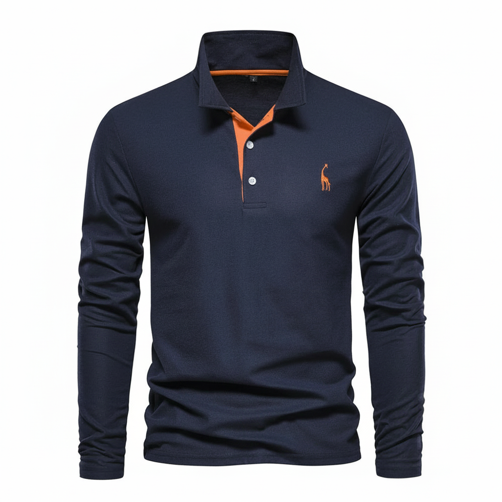 Emil | Herren Kontrast-Knopfleiste Langarm Polo-Shirt