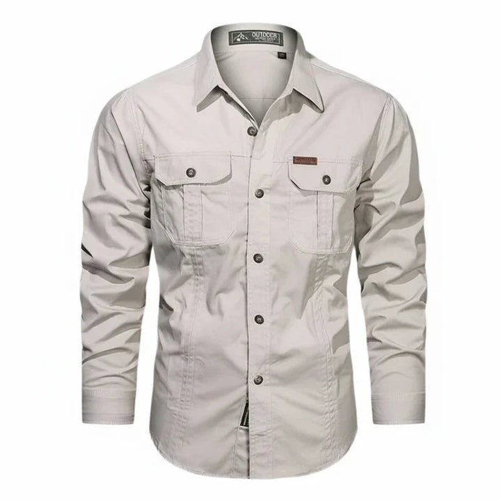 Jens | Herren Doppel Tasche Knopfleisten Utility Shirt
