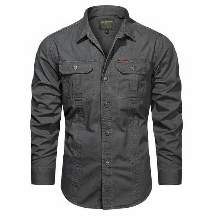 Jens | Herren Doppel Tasche Knopfleisten Utility Shirt