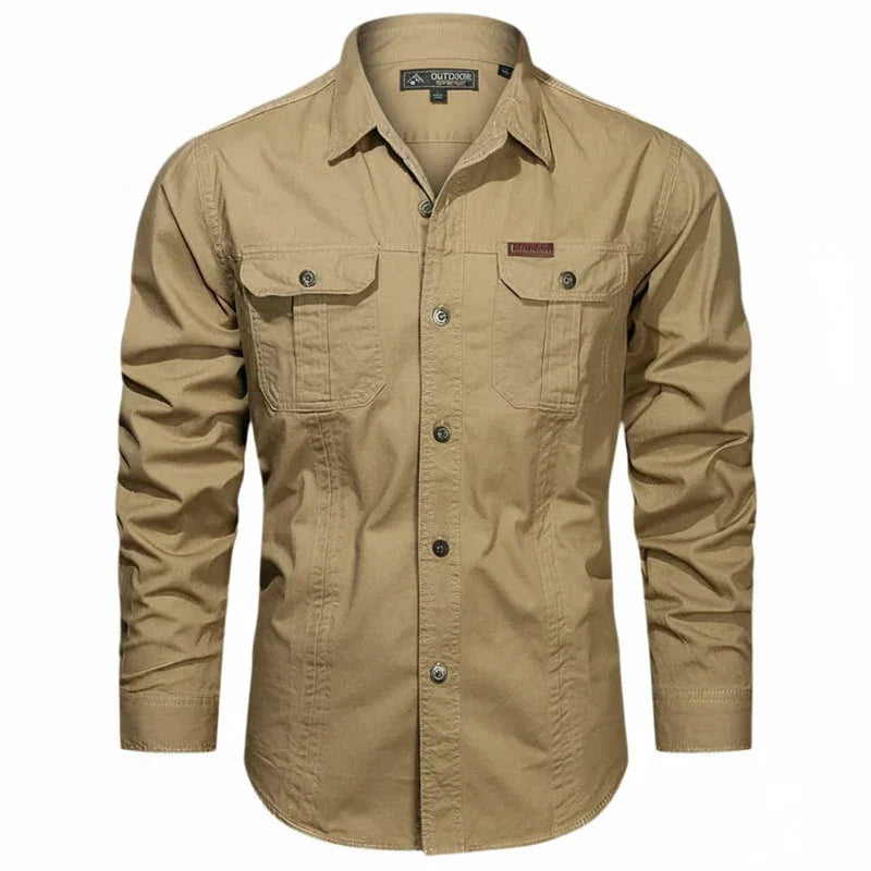 Jens | Herren Doppel Tasche Knopfleisten Utility Shirt