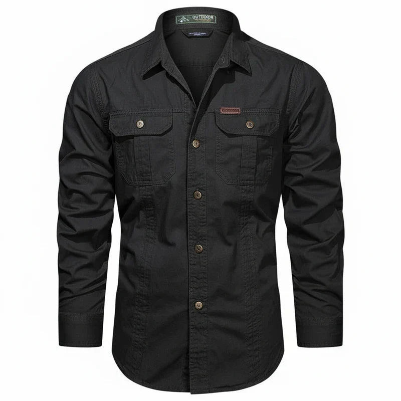 Jens | Herren Doppel Tasche Knopfleisten Utility Shirt