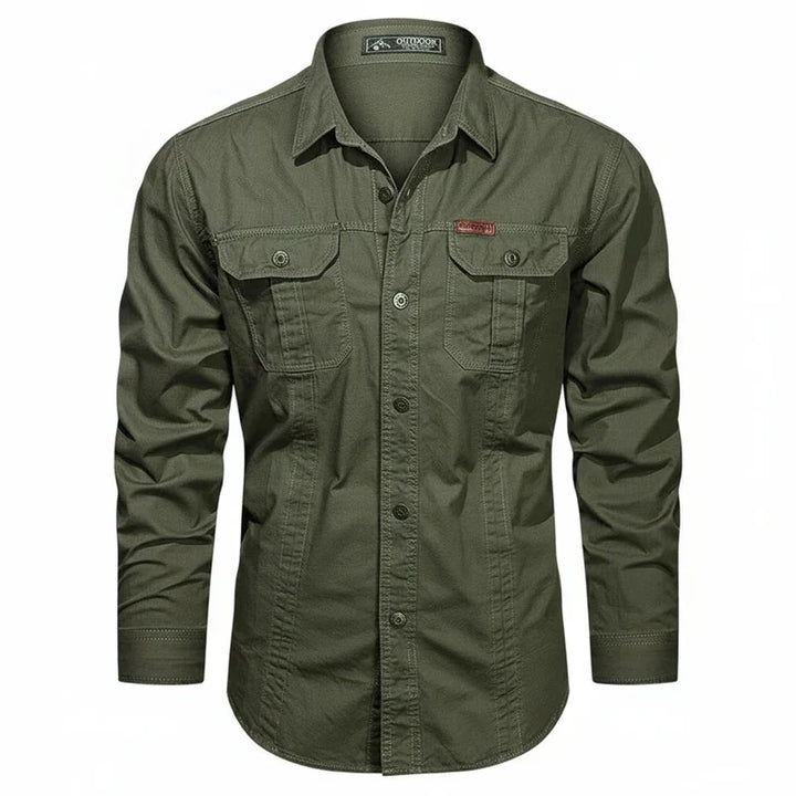 Jens | Herren Doppel Tasche Knopfleisten Utility Shirt
