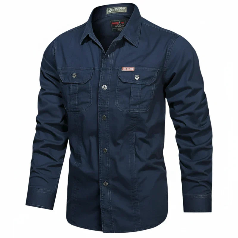 Jens | Herren Doppel Tasche Knopfleisten Utility Shirt