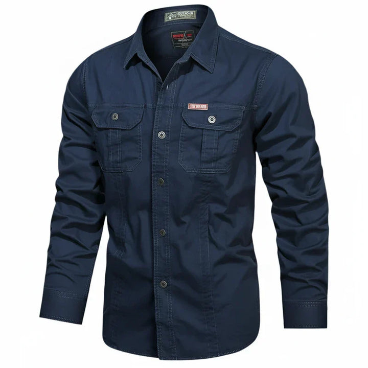Jens | Herren Doppel Tasche Knopfleisten Utility Shirt