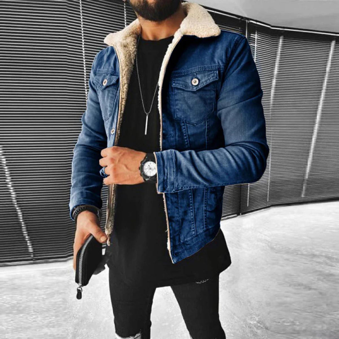 Anton | Herren Winterjacke mit Knopfleiste und Lagenoptik
