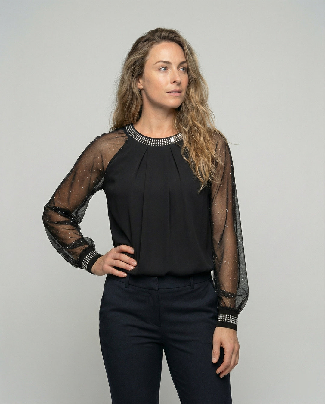 Mesh Top Damen | Glitzer-Details & Eleganter Look