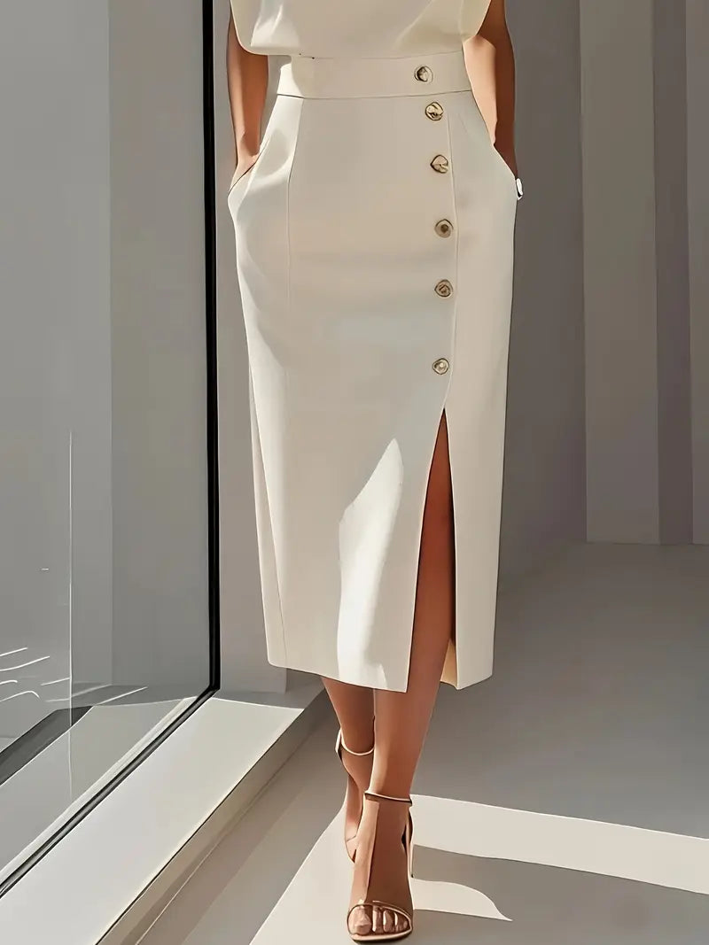 Midi-Kleid für Damen mit Seitenschlitz