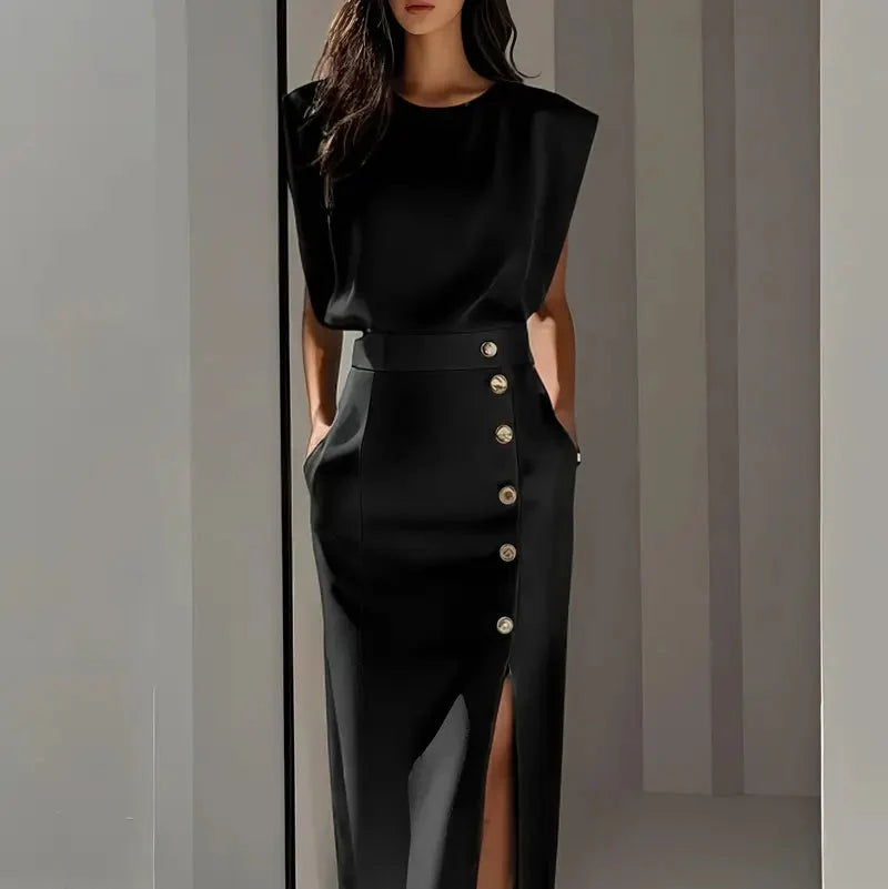 Midi-Kleid für Damen mit Seitenschlitz