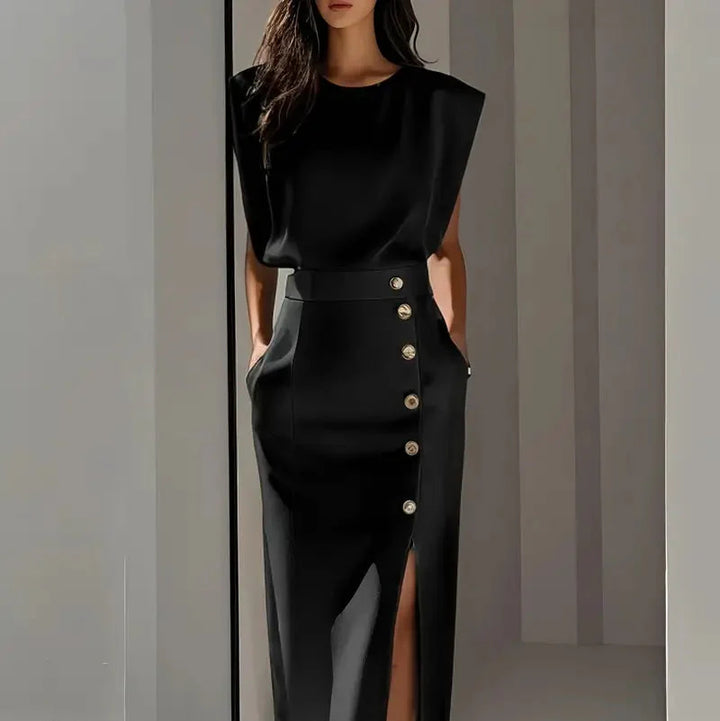 Midi-Kleid für Damen mit Seitenschlitz
