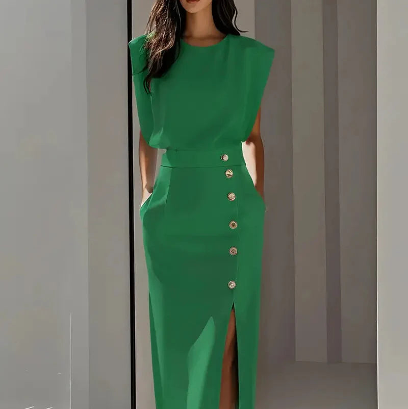 Midi-Kleid für Damen mit Seitenschlitz