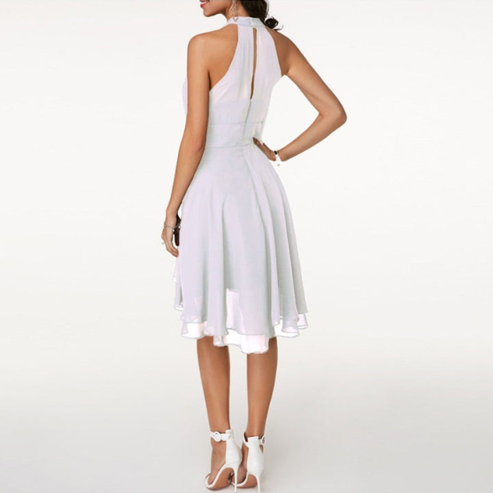 Midi Kleid Damen | Halter-Ausschnitt & Schwungvoller Fall