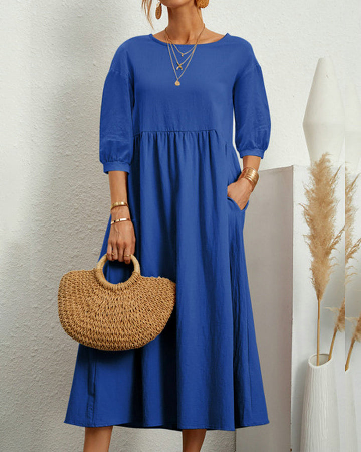 Midikleid Damen | Laternenärmel & Eleganter A-Linien-Schnitt
