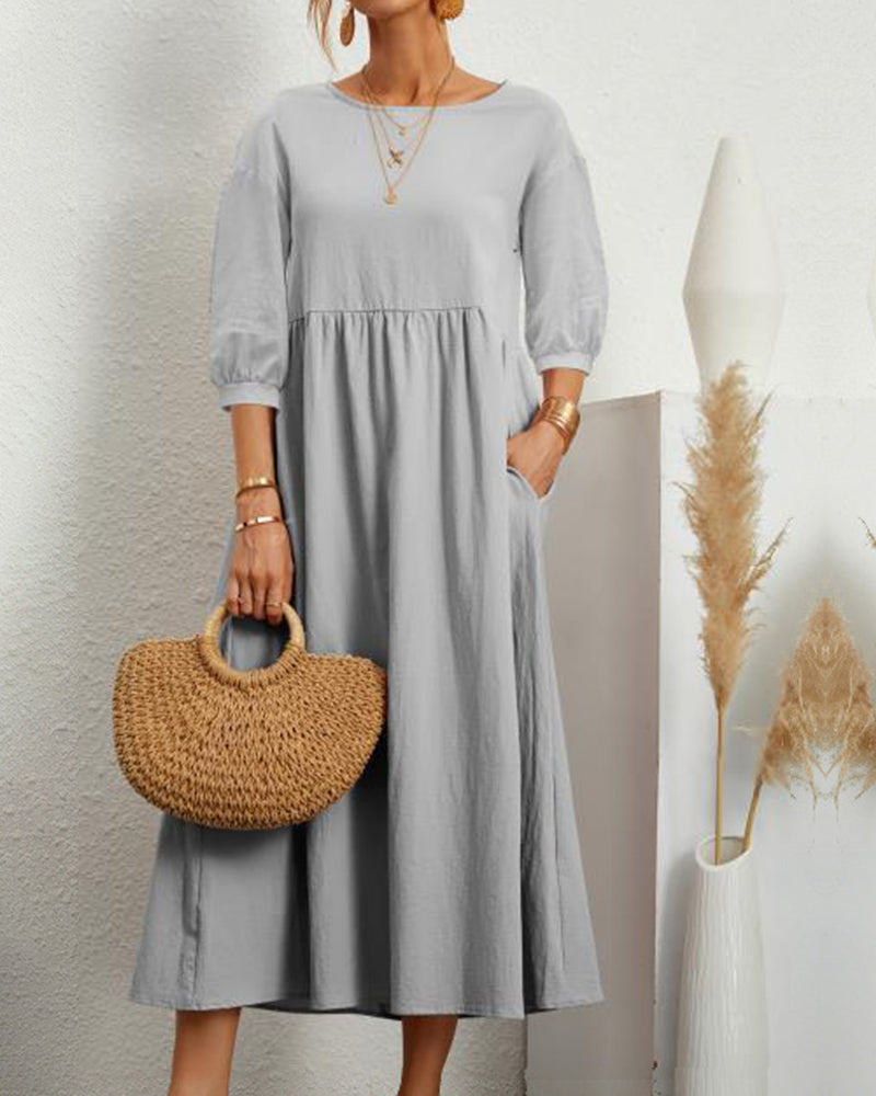 Midikleid Damen | Laternenärmel & Eleganter A-Linien-Schnitt