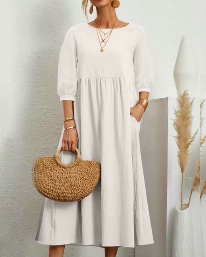 Midikleid Damen | Laternenärmel & Eleganter A-Linien-Schnitt