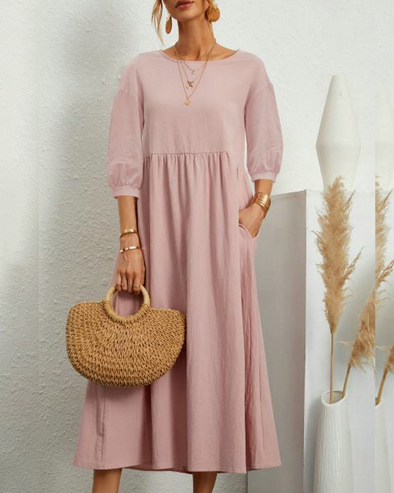 Midikleid Damen | Laternenärmel & Eleganter A-Linien-Schnitt