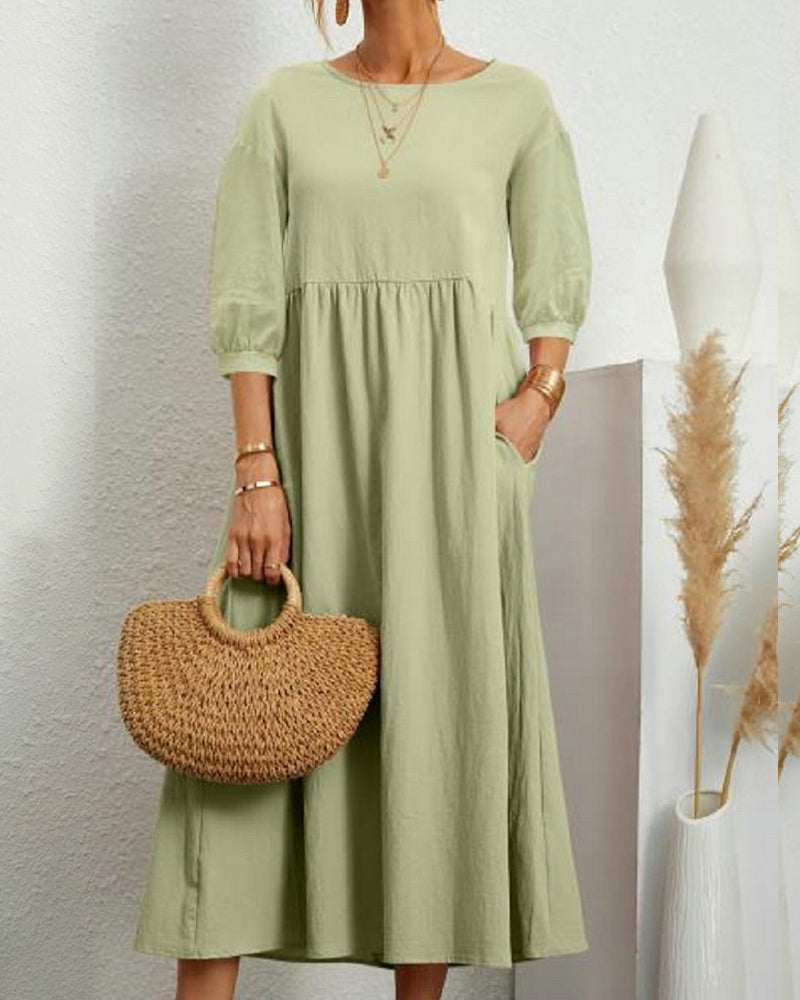 Midikleid Damen | Laternenärmel & Eleganter A-Linien-Schnitt