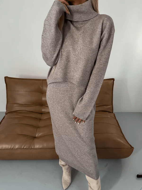 Midikleid Set mit Rollkragenpullover