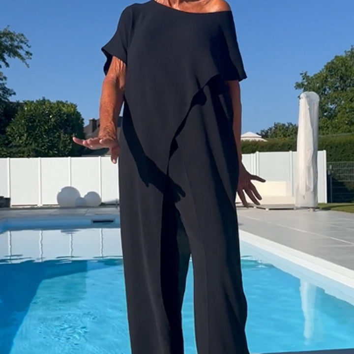 Mira | Bequemes, Fließendes Damen Set – Kurzarmoberteil & Weite Hose 5