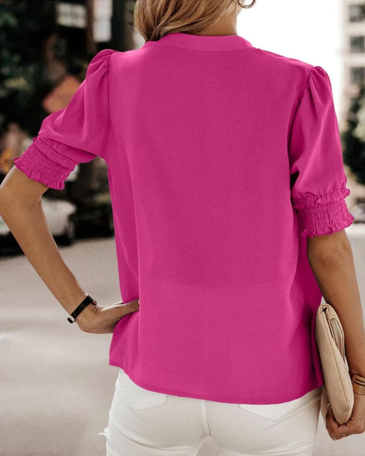 Mira | Elegante Damenbluse mit V-Ausschnitt und Puffärmeln - Perfekt für festliche Anlässe 6