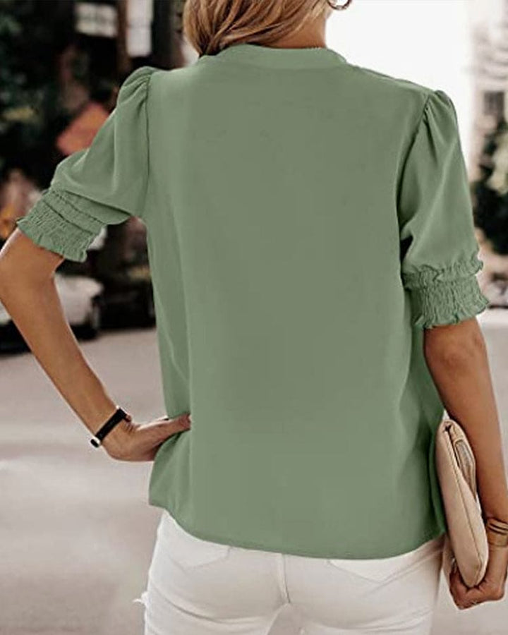 Mira | Elegante Damenbluse mit V-Ausschnitt und Puffärmeln - Perfekt für festliche Anlässe 7