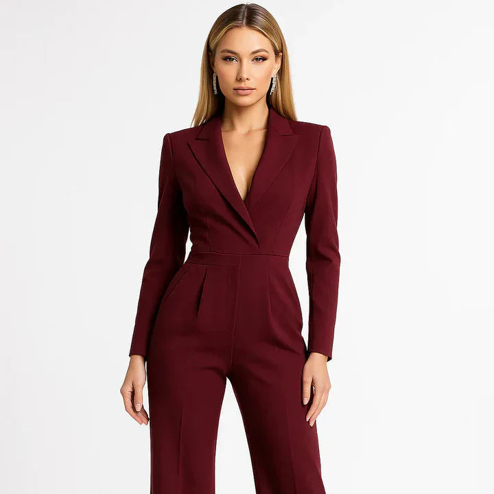 Damen Jumpsuit mit V-Ausschnitt und Wide-Leg