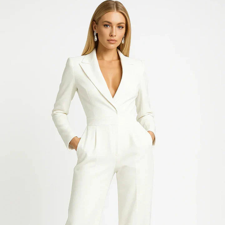 Damen Jumpsuit mit V-Ausschnitt und Wide-Leg