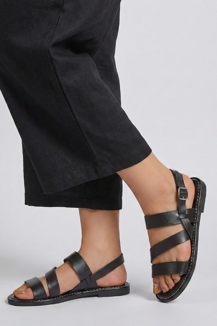 Jana | Damen flache Sandalen mit Fersenriemen