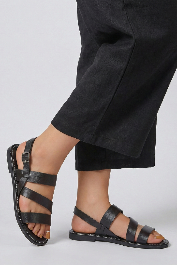 Jana | Damen flache Sandalen mit Fersenriemen