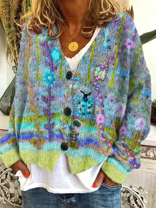 Moderne Retro-Strickjacke