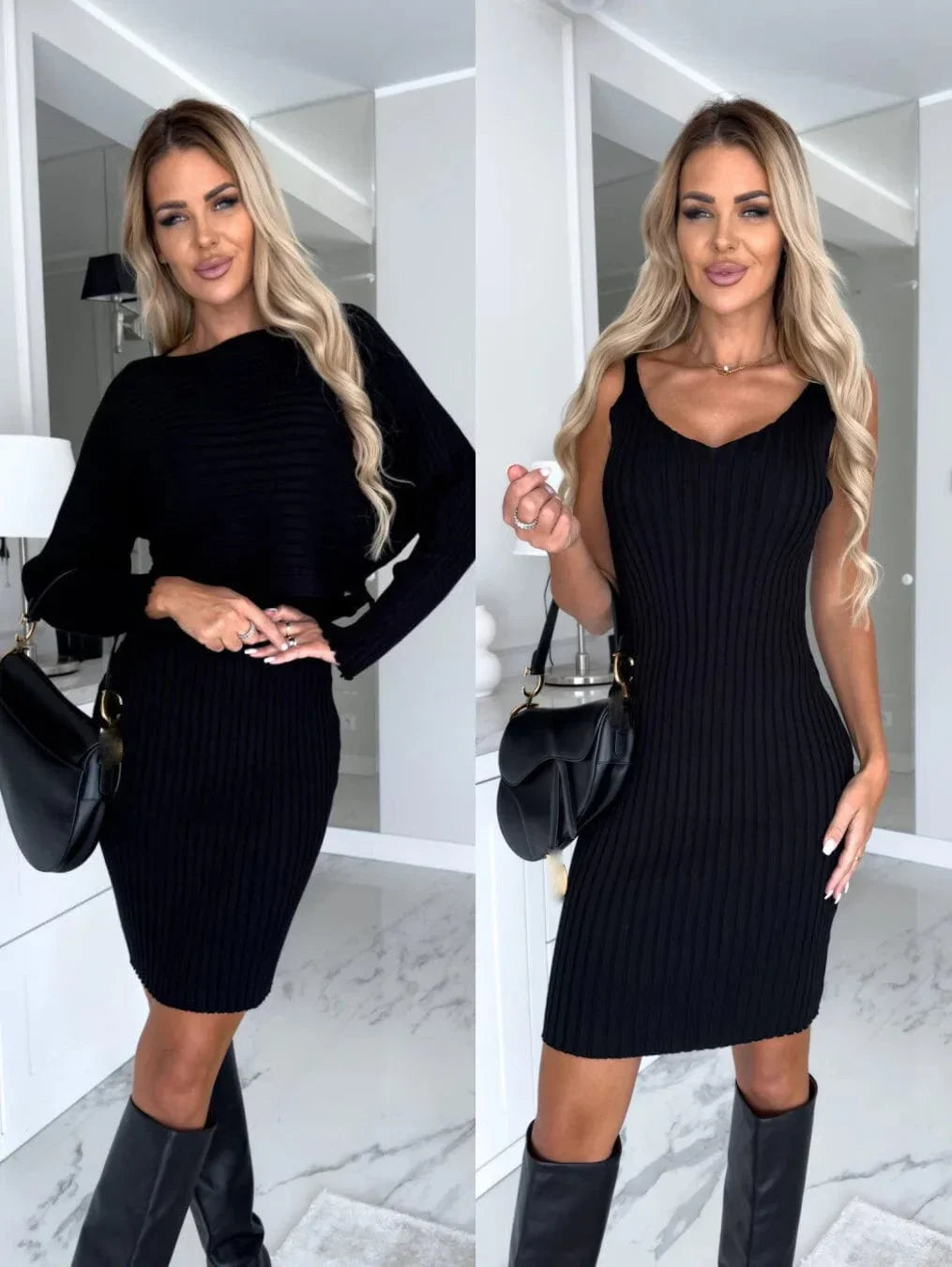 Modisches Damen-Strickpullover-Set