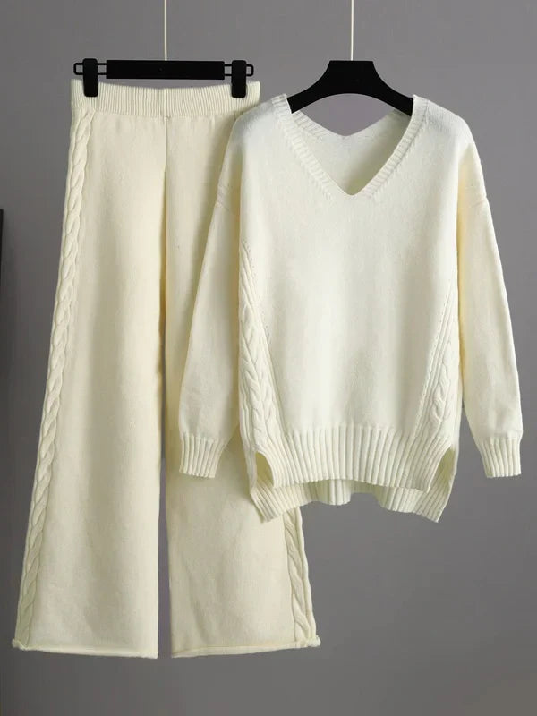 Modisches zweiteiliges Set: Pullover und langärmelige Hose