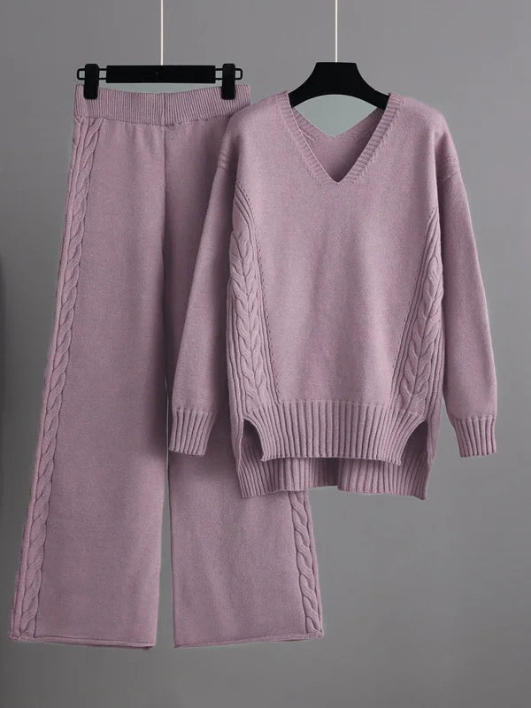 Modisches zweiteiliges Set: Pullover und langärmelige Hose