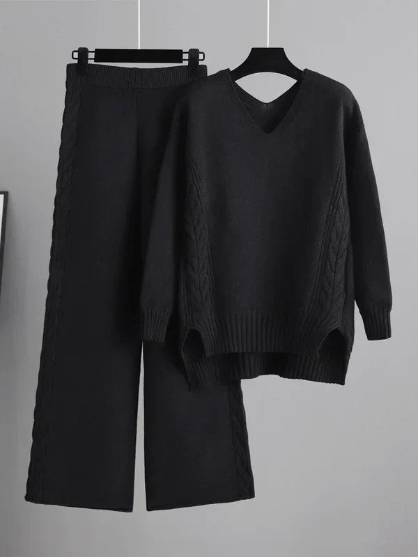 Modisches zweiteiliges Set: Pullover und langärmelige Hose