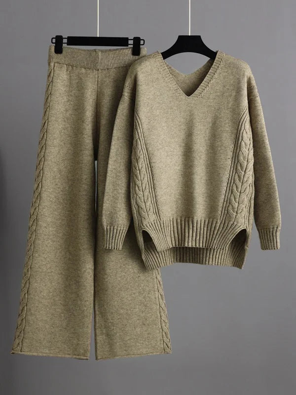 Modisches zweiteiliges Set: Pullover und langärmelige Hose