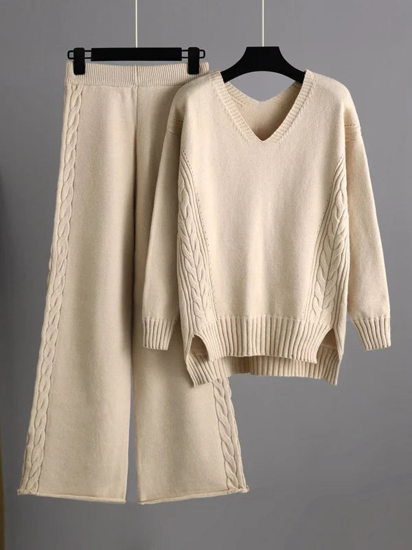 Modisches zweiteiliges Set: Pullover und langärmelige Hose