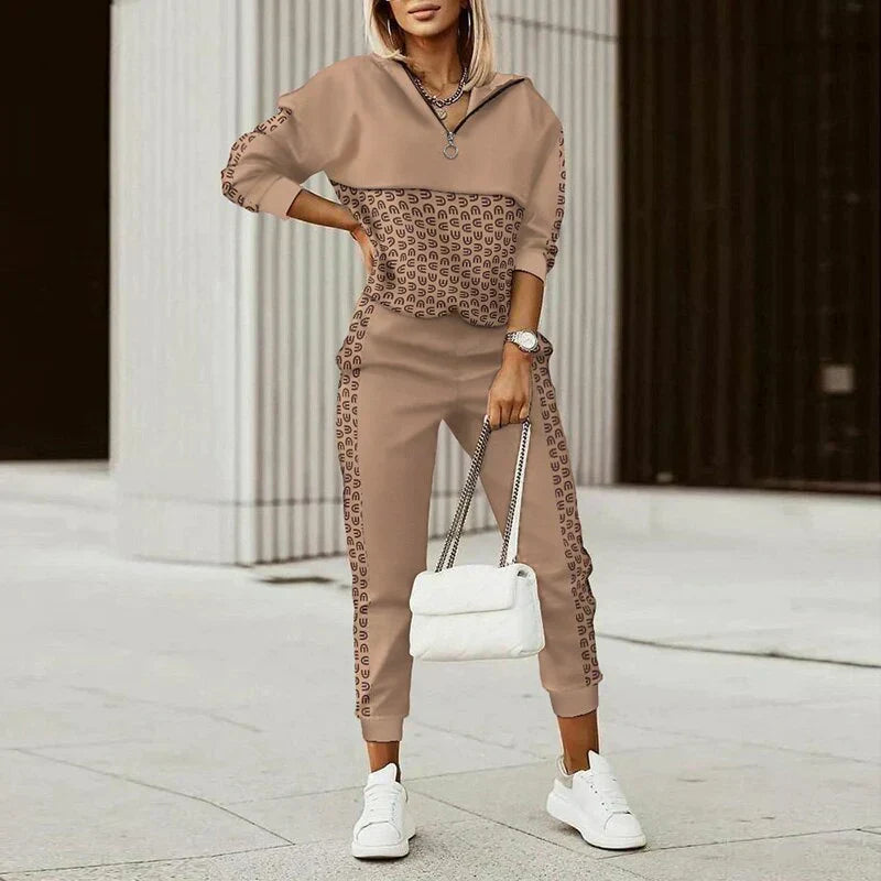 Anja | Damen Lässiges Zip-Trainingsanzug-Set