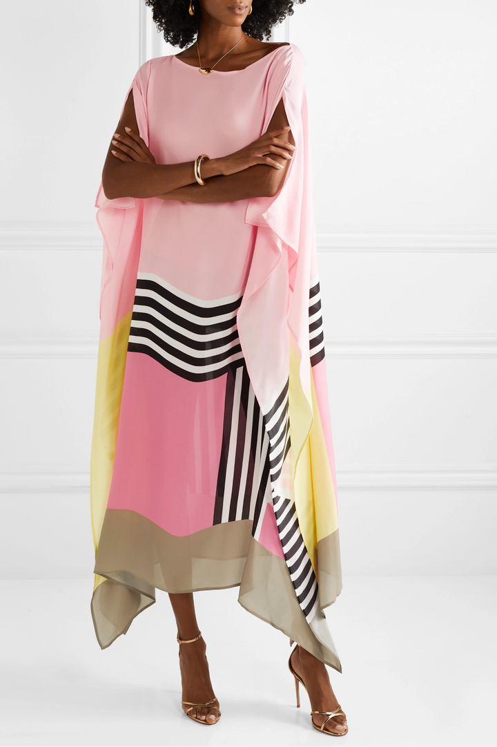 Ella | Modernes Maxikleid mit geometrischem Farbblock-Design