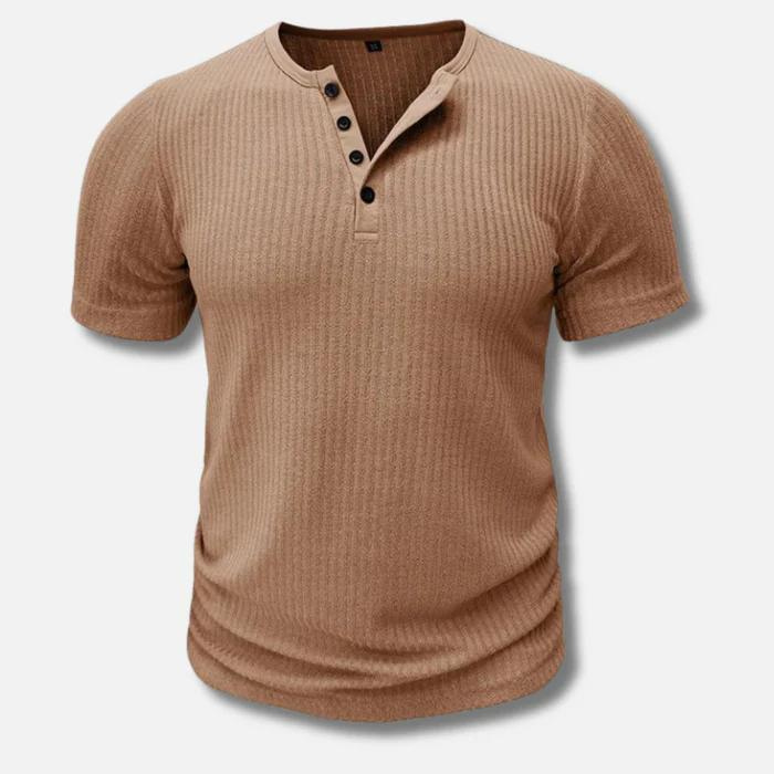 Muscle Fit T-Shirt Herren | Knopfleiste & Figurbetonter Sitz