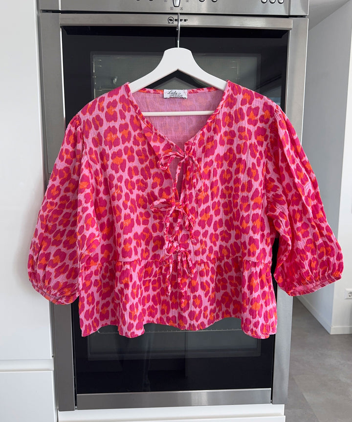 Musselin Bluse Elora Leo Pink