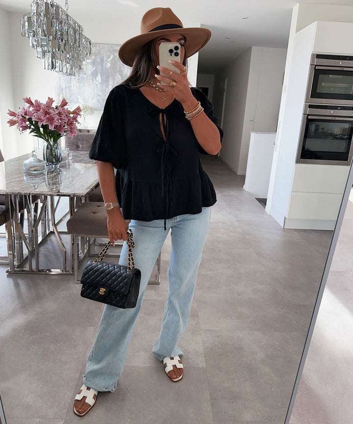 Musselin Bluse Elora Schwarz