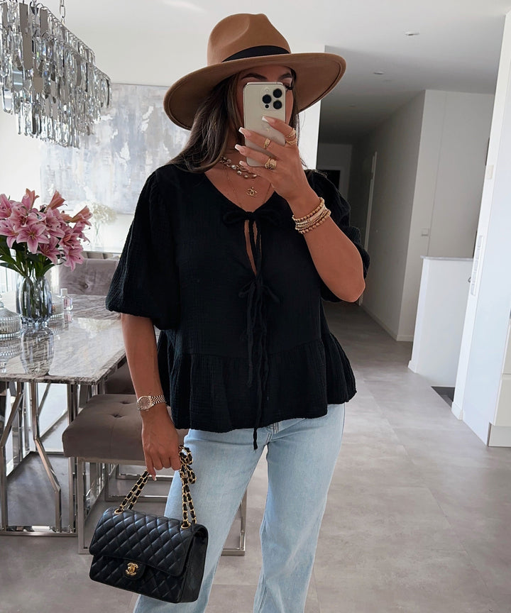 Musselin Bluse Elora Schwarz