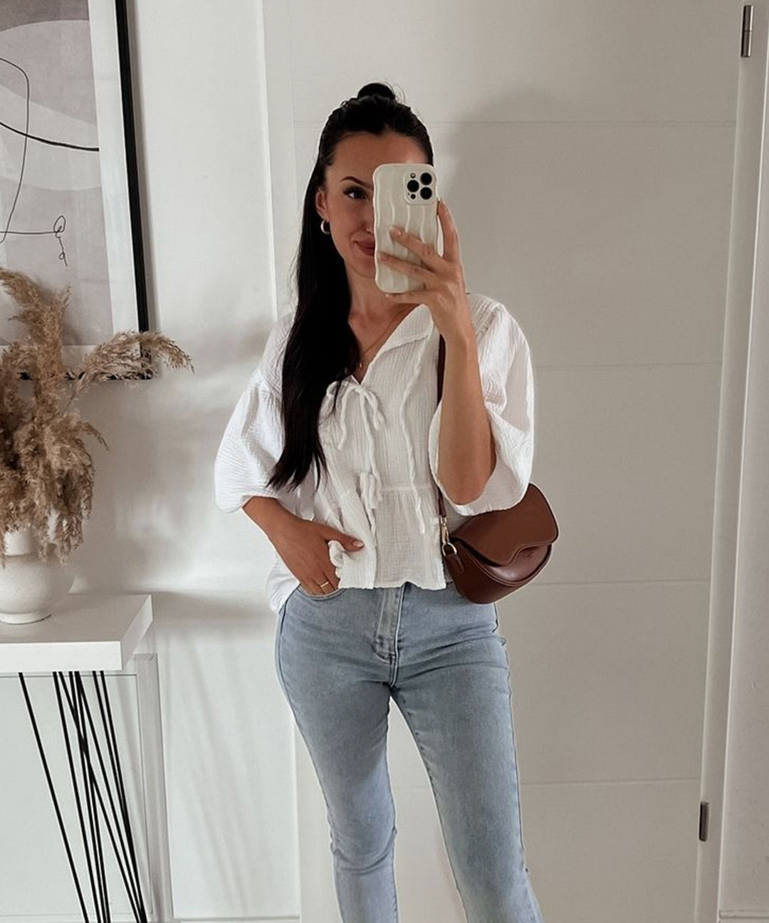 Musselin Bluse Elora Weiß
