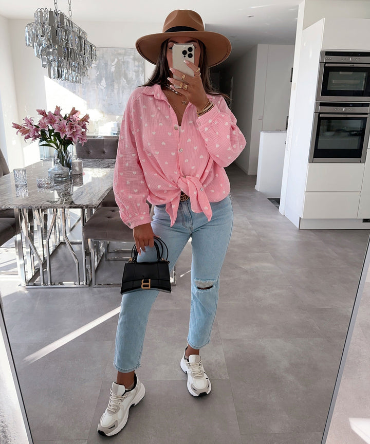 Musselin Bluse Tia Herz Rosa Ladypolitan ♡