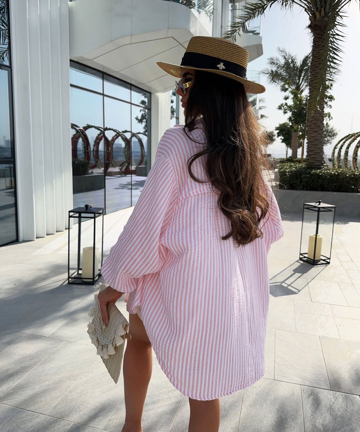 Musselin Bluse Laya Streifen Rosa Ladypolitan ♡