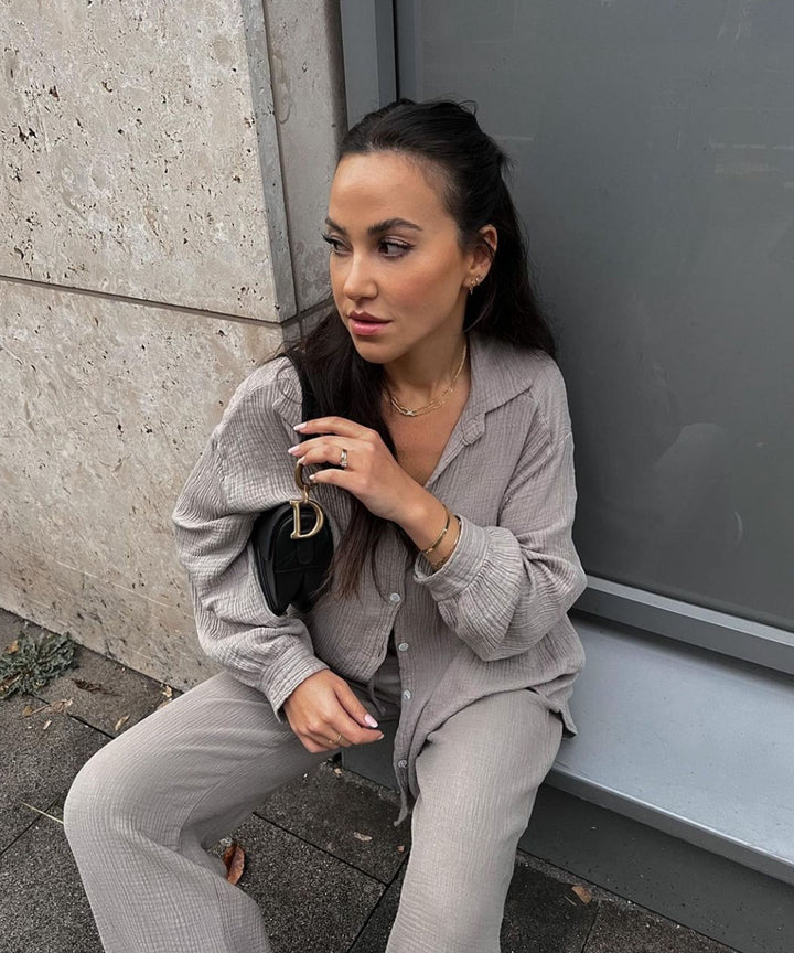 Musselin Hose Abril Taupe  Ladypolitan ♡   