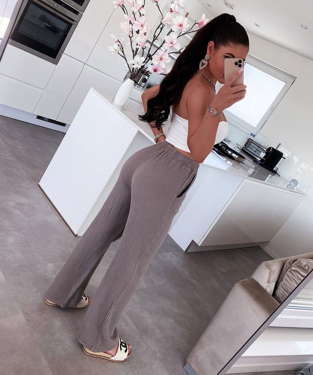 Musselin Hose Abril Taupe  Ladypolitan ♡   