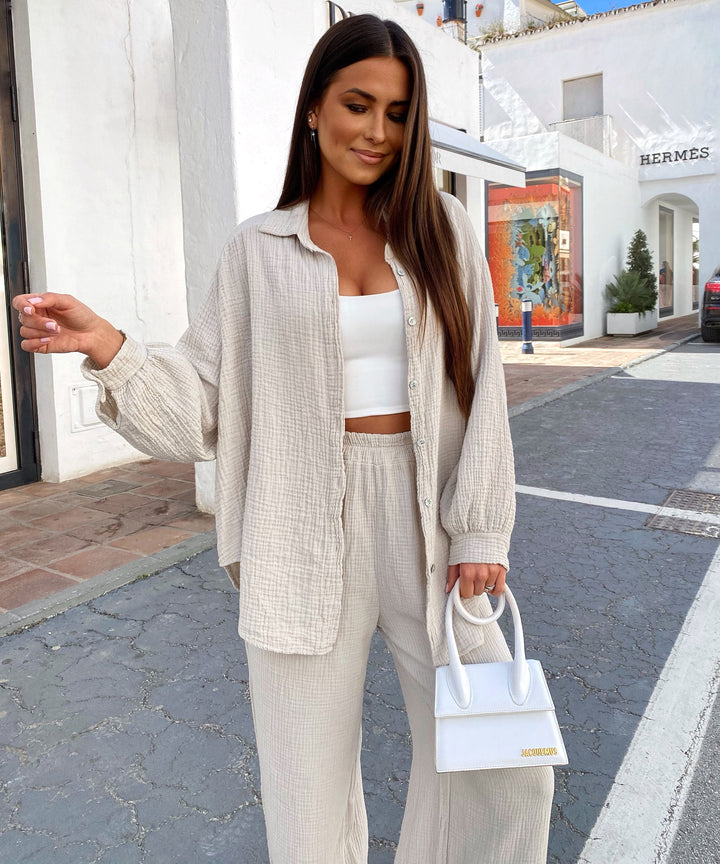 Musselin Schlag Hose Alba Beige Ladypolitan ♡