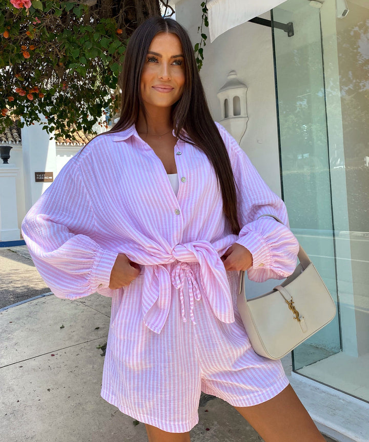 Musselin Shorts Laya Streifen Rosa