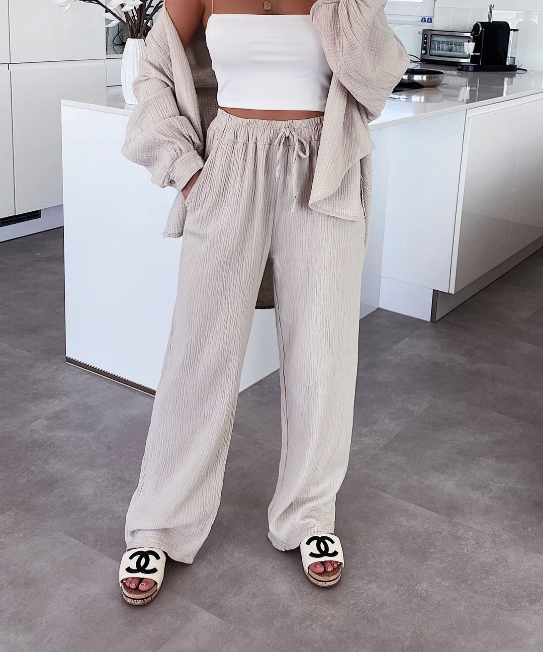 Musselin Set Gabriela Beige Ladypolitan ♡